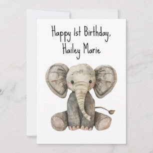 Personalisierter erster Geburtstag gestopfter Elef Karte
