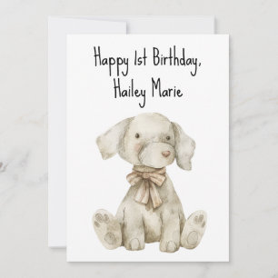 Personalisierter erster Geburtstag gestopfter Spie Karte