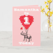 Personalisierter erster Geburtstag Karte (Gelbe Blume)