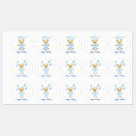 Personalisierter erster Geburtstag Teddy Bear Boy Etiketten