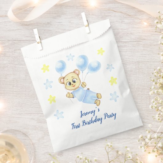 Personalisierter erster Geburtstag Teddy Bear Boy Geschenktütchen (Ausgeschnitten)
