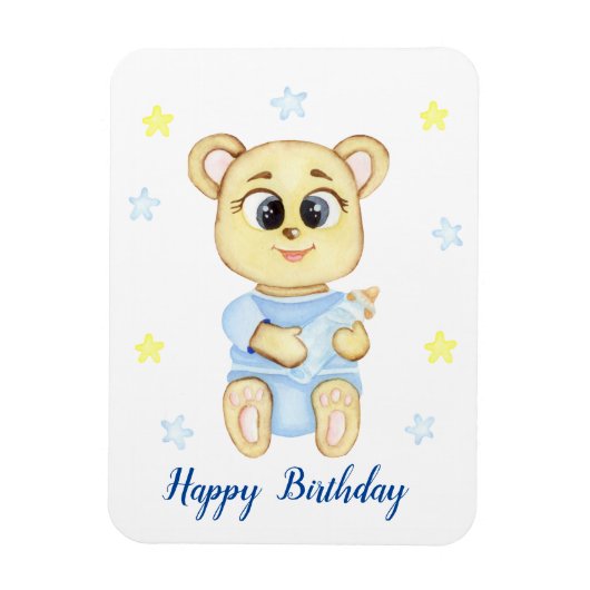 Personalisierter erster Geburtstag Teddy Bear Boy Magnet (Vertikal)