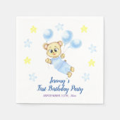 Personalisierter erster Geburtstag Teddy Bear Boy Serviette (Vorderseite)