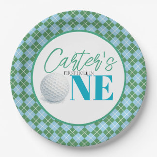 Personalisierter erster Hole-in-One-Golf-Papiertel Pappteller