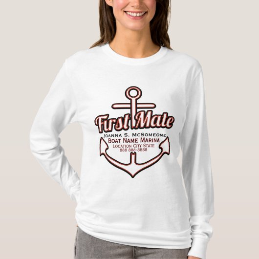 Personalisierter erster Kamerad-Anker-SeeT-Shirt T-Shirt (Vorderseite)