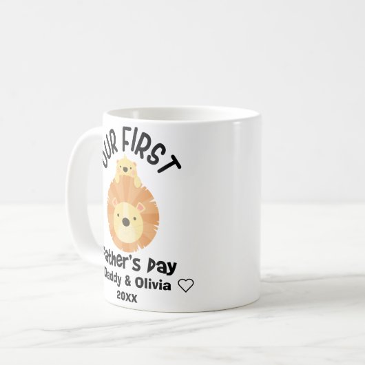 Personalisierter Erster Vatertag 2022, Individuell Kaffeetasse (Vorderseite Links)