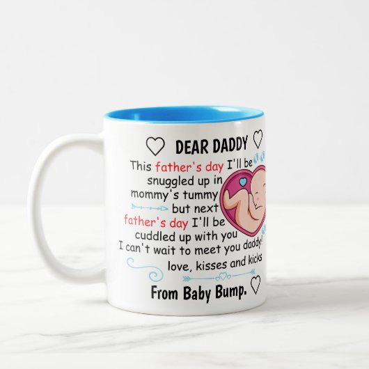 Personalisierter Erster Vatertag 2022 von Sohn Zweifarbige Tasse (Links)