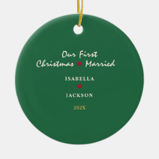 Personalisierter erster Weihnachten-verheirateter- Keramik Ornament