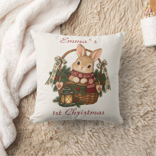 Personalisierter erster Weihnachts-Hasenkorb für B Kissen