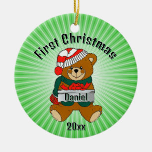 Personalisierter erster Weihnachts-Schmuck Keramik Ornament