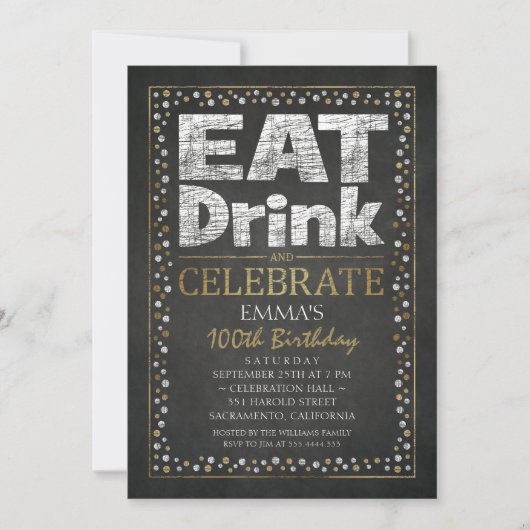 Personalisierter Erwachsen-100. Einladung (Vorderseite)