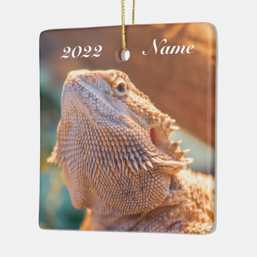 Personalisierter erwachsener Bartdrachenechse Keramikornament (Links)