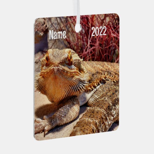 Personalisierter erwachsener Bartdrachenechse Ornament Aus Metall (Vorderseite Rechts)