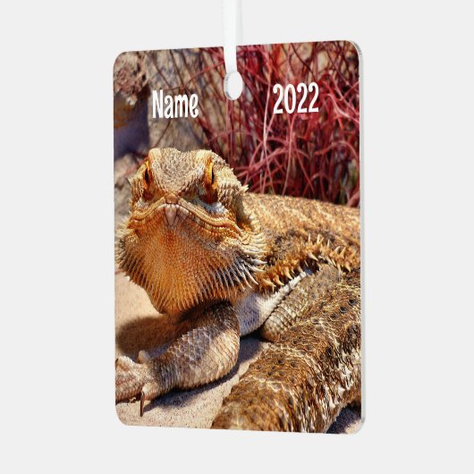 Personalisierter erwachsener Bartdrachenechse Ornament Aus Metall (Vorderseite links)