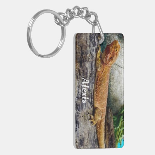 Personalisierter erwachsener Bartdrachenechse Schlüsselanhänger (Vorderseite links)
