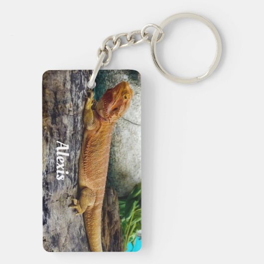 Personalisierter erwachsener Bartdrachenechse Schlüsselanhänger (Rückseite)