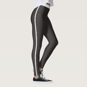 Personalisierter Espresso Schwarz Neutrale Streife Leggings