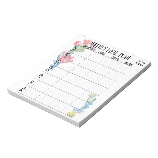 Personalisierter Essensplan Notizblock (Rotiert)