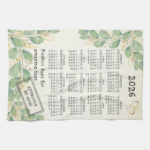 Personalisierter Eukalyptus 2026 Kalender Geschirrtuch (Horizontal)