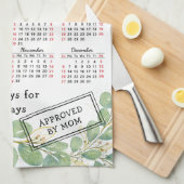 Personalisierter Eukalyptus 2026 Kalender Geschirrtuch (Viertel Falte)