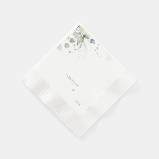 Personalisierter Eukalyptus-Hochzeitcocktail Serviette (Ecke)