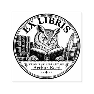 Personalisierter Eulen-Ex-Libris-Bibliotheksbuchst Permastempel