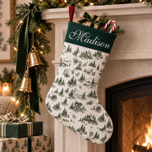 Personalisierter Evergreen-Toile-Weihnachtsstrumpf Kleiner Weihnachtsstrumpf