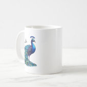 Personalisierter Exotischer Pfau Vogel Kaffeebeche Kaffeetasse (Vorderseite Links)