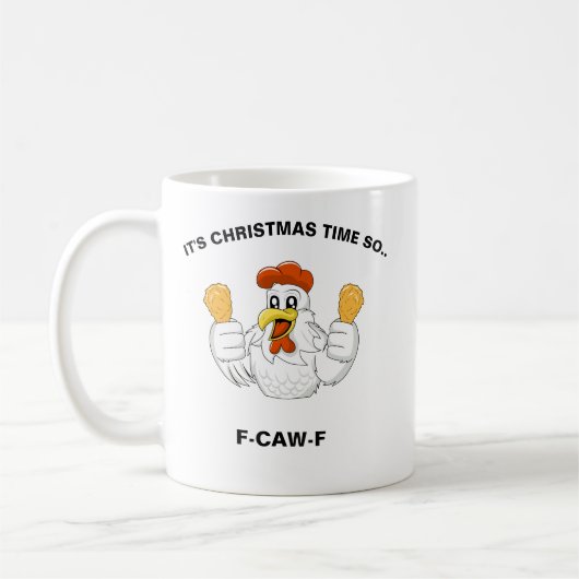 Personalisierter F-CAW-F Weihnachts Lustiger Hahn  Kaffeetasse (Links)