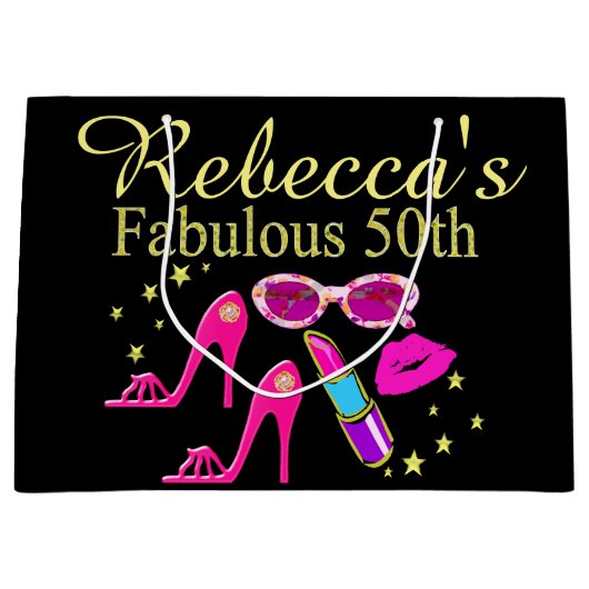 PERSONALISIERTER FABULOUS 50. GIFT-BAG GROßE GESCHENKTÜTE (Vorderseite)