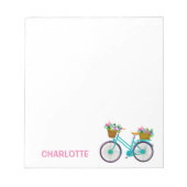Personalisierter Fahrradkorb Blume rosa blau Notizblock (Vorderseite)