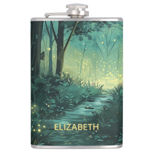 Personalisierter Fairy Light Forest Flachmann