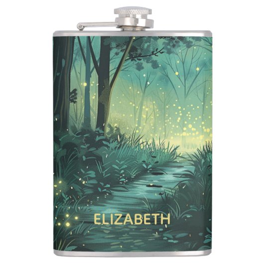 Personalisierter Fairy Light Forest Flachmann (Vorderseite)