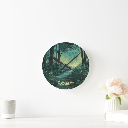 Personalisierter Fairy Light Forest Runde Wanduhr (Zuhause)