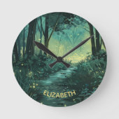 Personalisierter Fairy Light Forest Runde Wanduhr (Vorderseite)