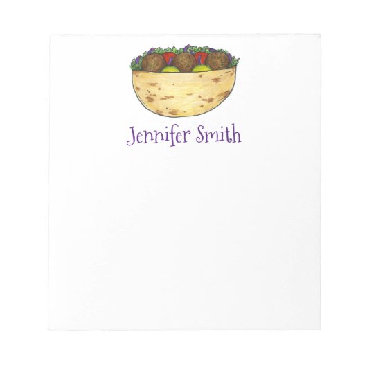 Personalisierter Falafel Pita Sandwich Feinschmeck Notizblock (Vorderseite)