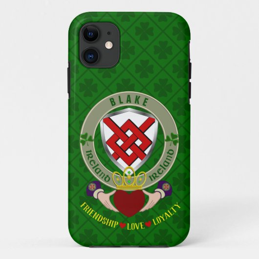 Personalisierter Fall Blake Irish Shield & Claddag Case-Mate iPhone Hülle (Rückseite)