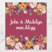 Personalisierter Fall Boho Wedding Wasserfarbenflo Weinetikett (Einzelnes Label)