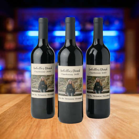 Personalisierter Fall des Tan-Fotos Weinetikett