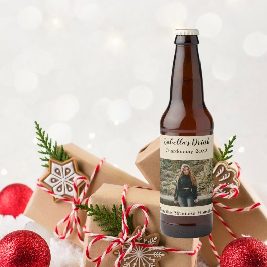 Personalisierter Fall des Tan-Fotos Weinetikett