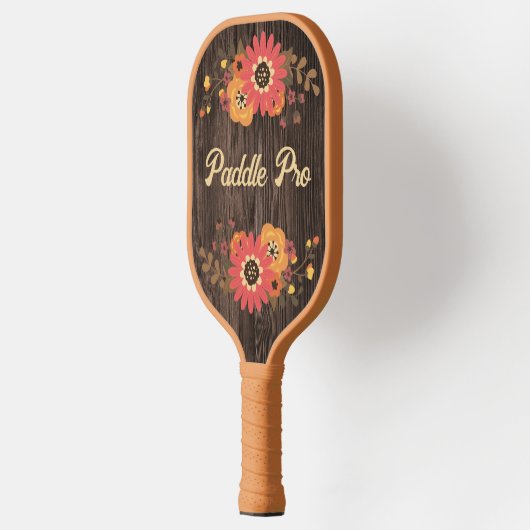 Personalisierter Fall Floral auf Holzpaddel Pro Pickleball Schläger (Links)