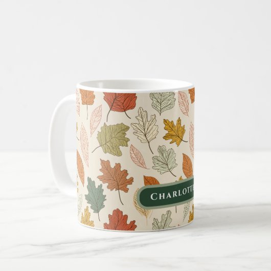 Personalisierter Fall Leaf Name Geschenk Kaffeetasse (Vorderseite Links)