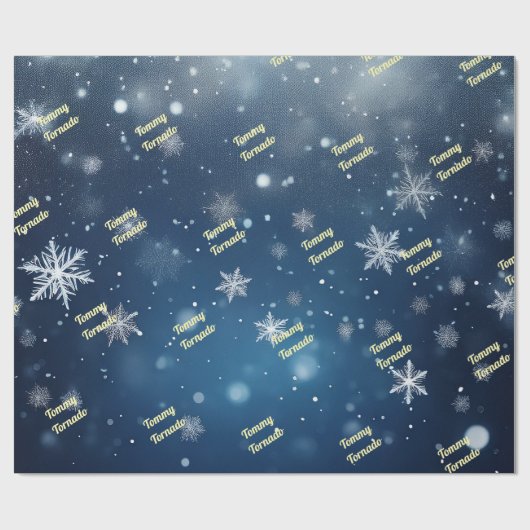 Personalisierter, fallender Schneeflocken Geschenkpapier (Flach)