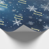 Personalisierter, fallender Schneeflocken Geschenkpapier (Ecke)