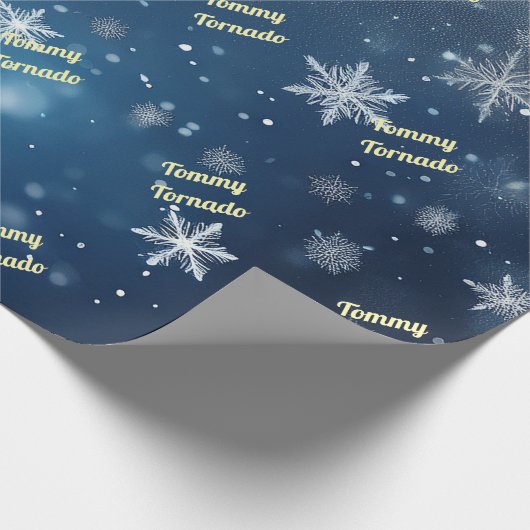 Personalisierter, fallender Schneeflocken Geschenkpapier (Ecke)