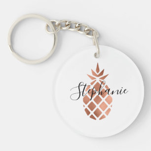 Personalisierter falscher Roségold-Ananas Schlüsselanhänger