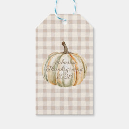 Personalisierter Familien-Erntedankfest Gingham ne Geschenkanhänger