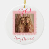 Personalisierter Familien-Foto-Weihnachtsbaumschmu Keramik Ornament (Vorne)