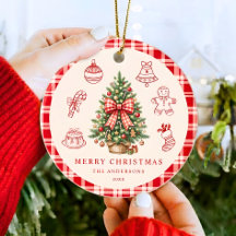 Personalisierter Familien-Weihnachtsbaum Roter Gin