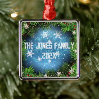 Personalisierter Familien-Weihnachtsbaum unter Ste Ornament Aus Metall